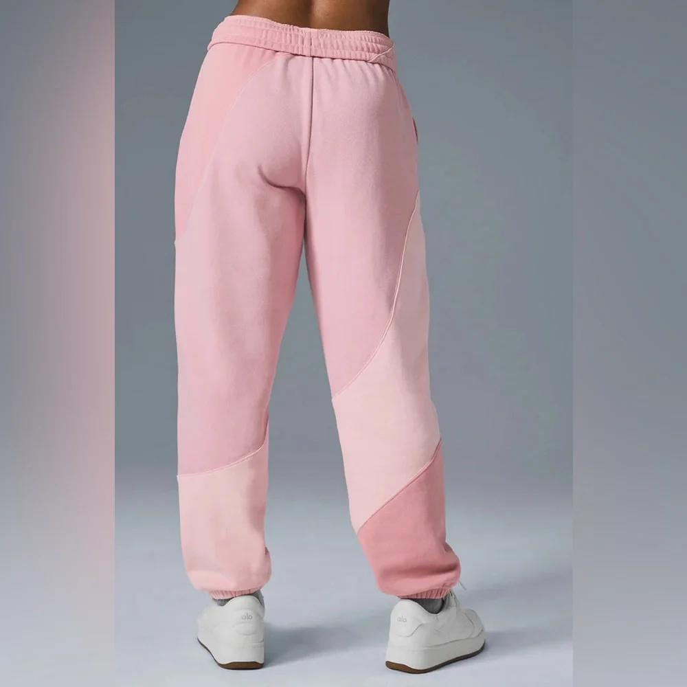 ALO Yoga Make Waves Sweatpants XS Sunset Pink Tonal Joggers Loungewear Cozy